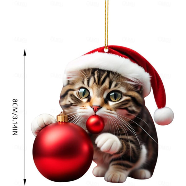 1pc Christmas 2D Acrylic Cat Hanging Decoration - Cute Cat Ornament for 2024 - New Year Festive Party Supplies - Ideal Winter Gift for Cat Lovers 2025