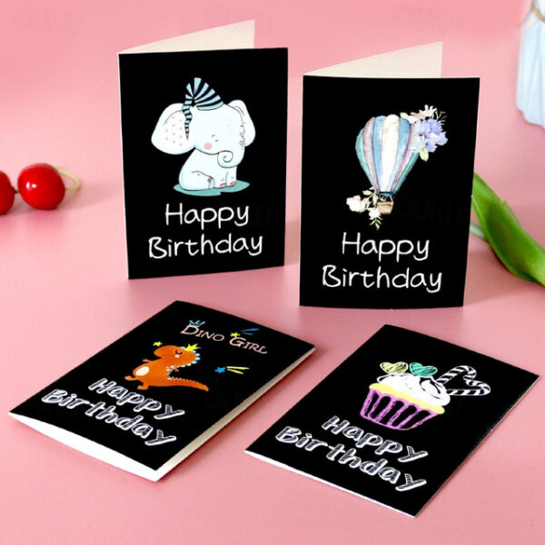 6pcs/sets Happy Birthday Card Cute Cartoon Dinosaur Cake Gift Postcard with Envelope Sticker Birthday Party Invitation Greeting Card. 2024 - US $5.99