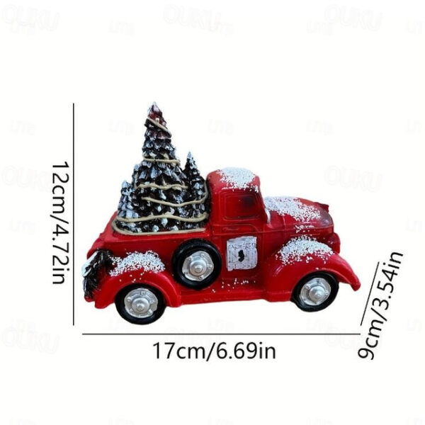 Red Farm Truck Christmas Centerpiece 2024 Farmhouse Old Red Pickup Truck for Christmas Decoration Holidays Home Furnishing Decoration Christmas Truck