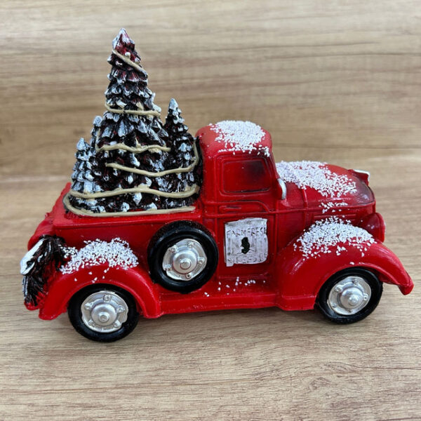 Red Farm Truck Christmas Centerpiece 2024 Farmhouse Old Red Pickup Truck for Christmas Decoration Holidays Home Furnishing Decoration Christmas Truck