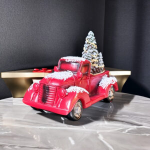 Red Farm Truck Christmas Centerpiece 2024 Farmhouse Old Red Pickup Truck for Christmas Decoration Holidays Home Furnishing Decoration Christmas Truck